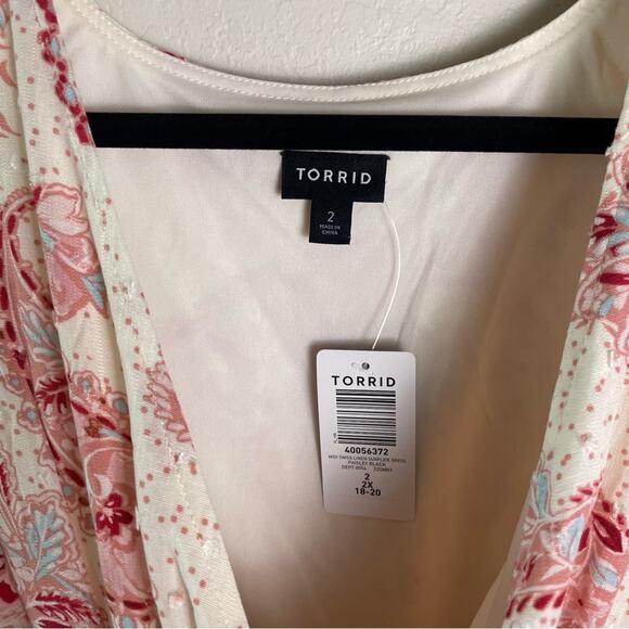 Torrid Pink Paisley Midi Swiss Linen Surplice Dress 2X NWT 40056372 - Picture 9 of 16